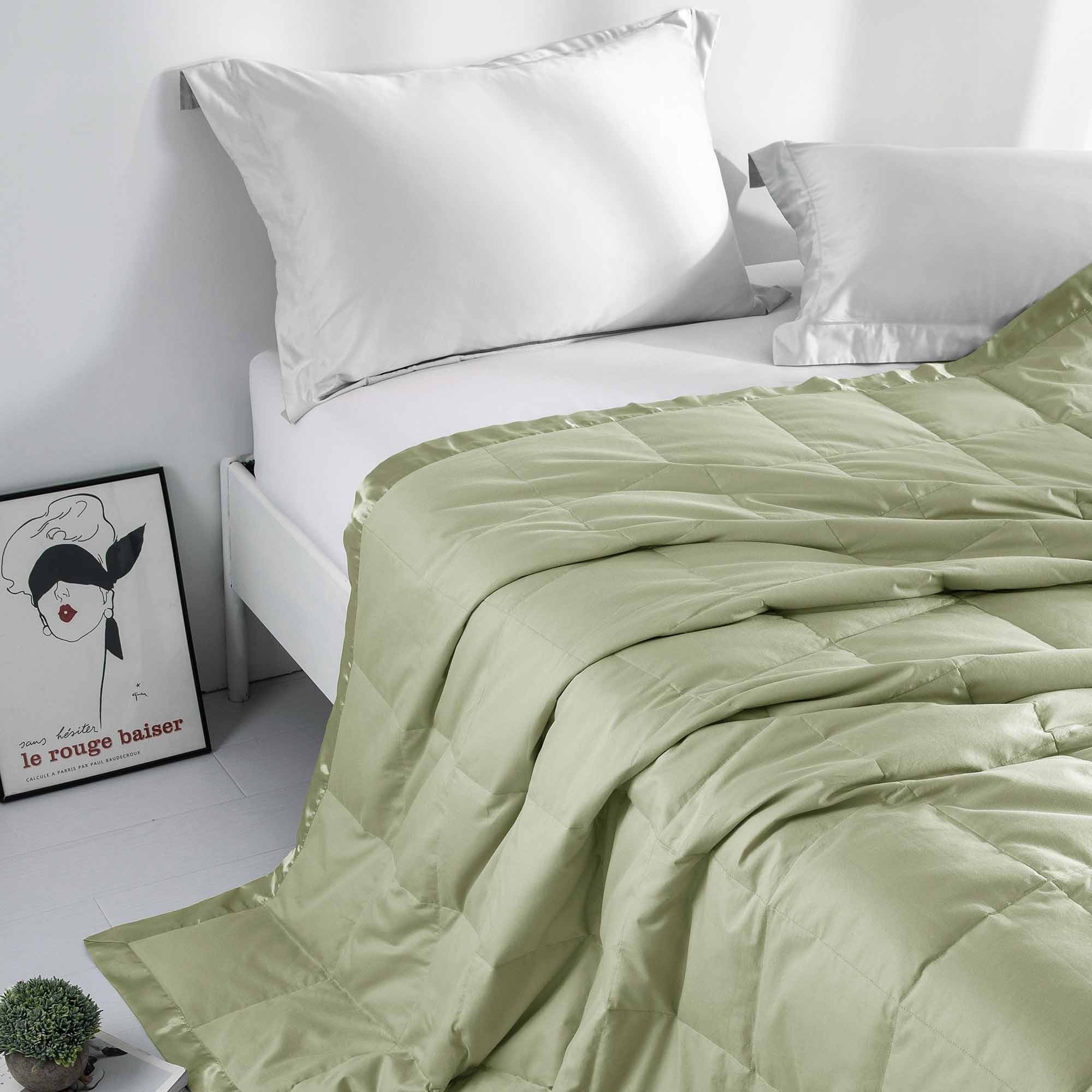 Cozy Soft Lightweight Oversized Down Blanket With Satin Trim, All Season Blanket, Sleep Essentials Versatile Blanket, 90 X90