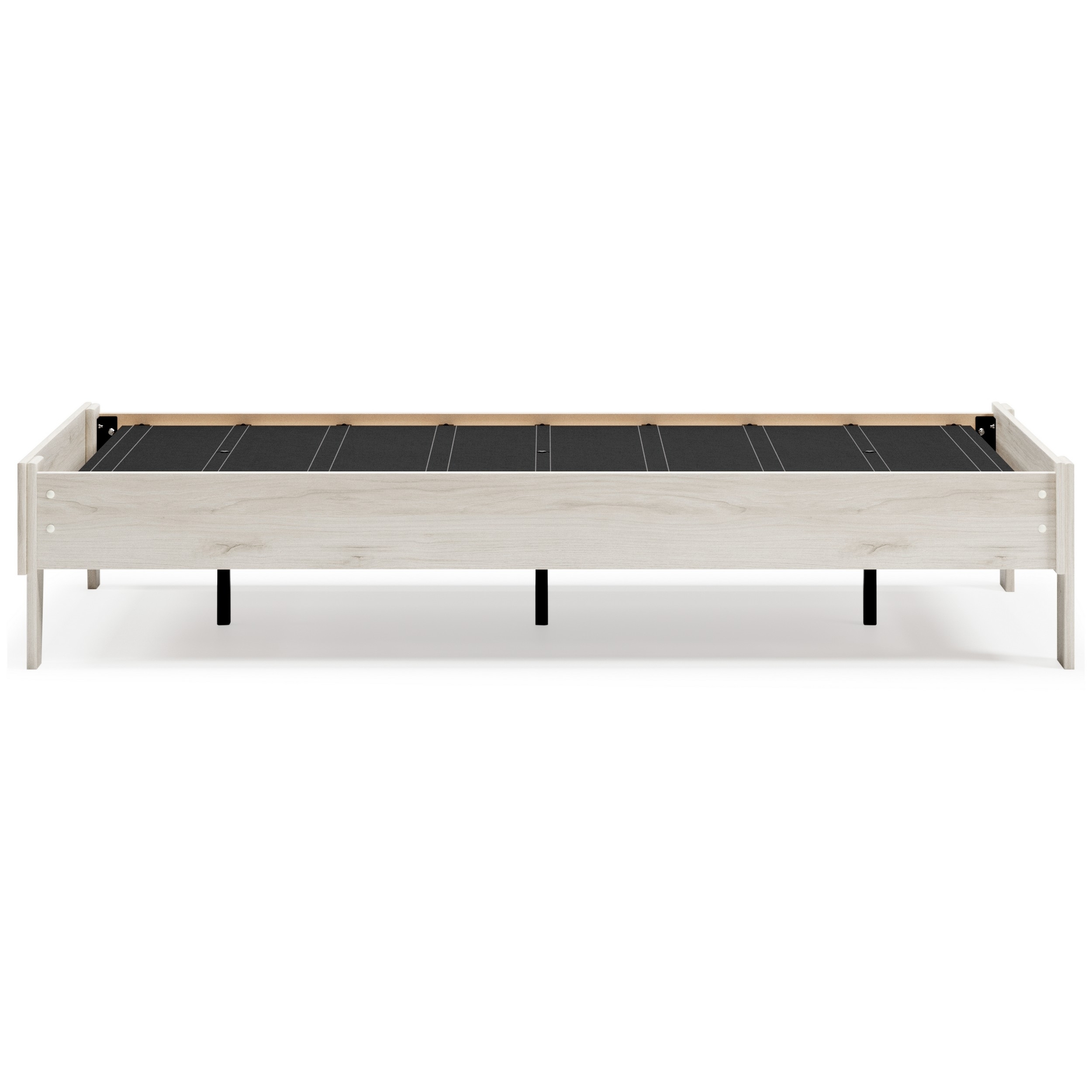 Wooden Twin Platform Bed With Grains, Off White- Saltoro Sherpi