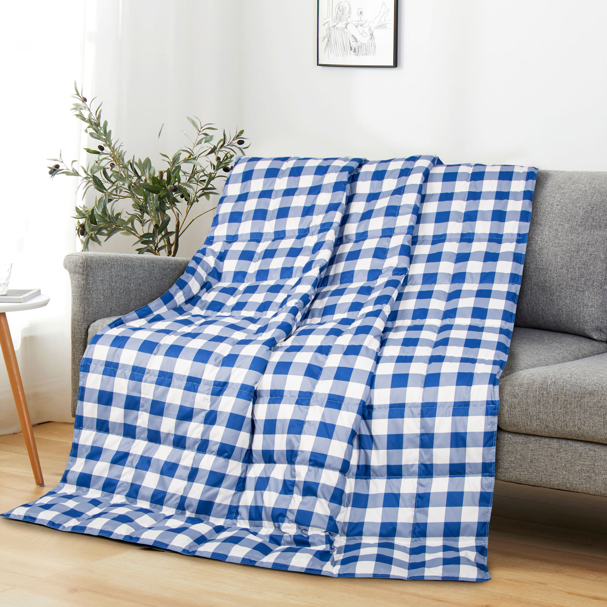 Luxury All Season Down Blanket With Ultra Soft Peach Skin Fabric, Cozy Throw Blanket, 50x70