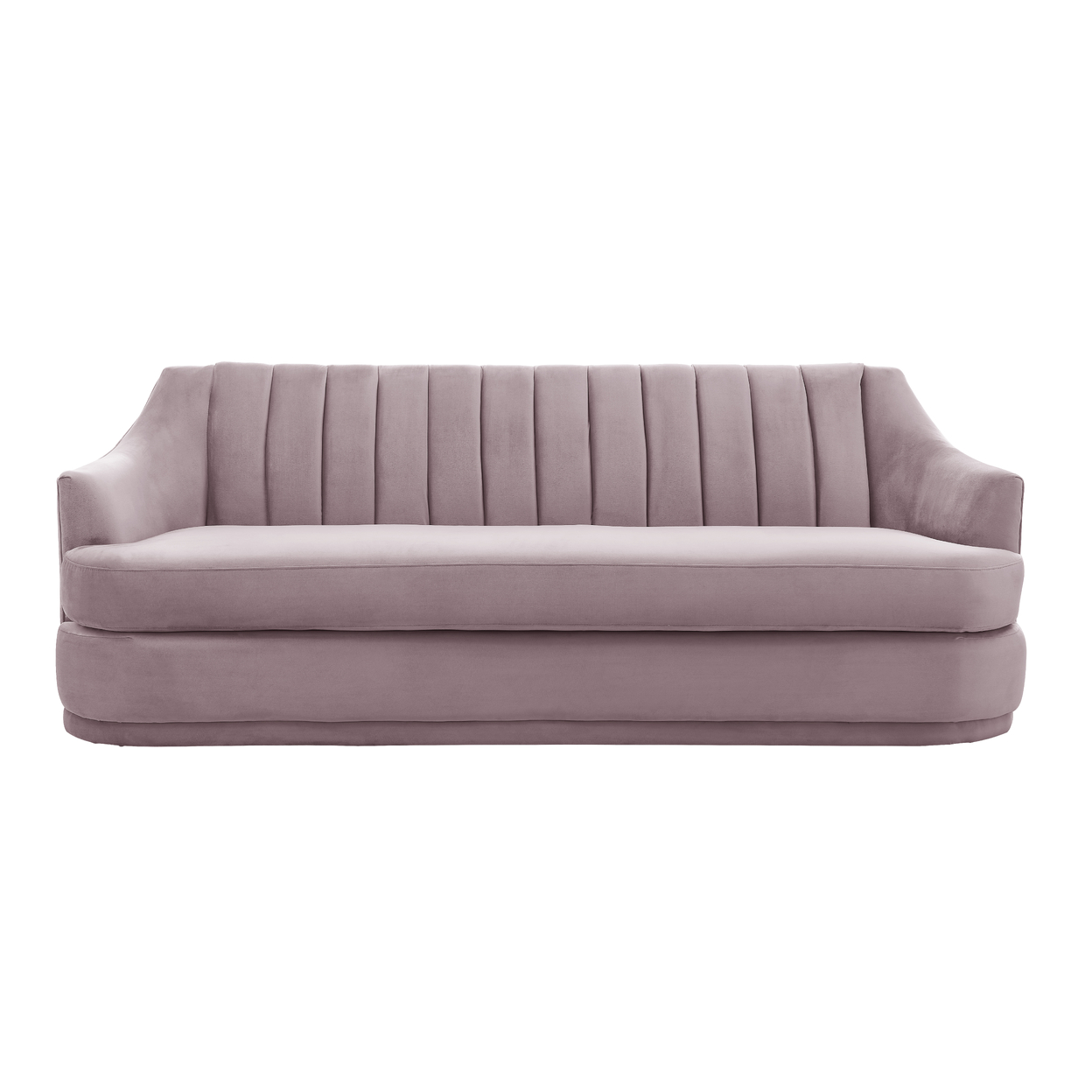 Iconic Home Rosa Sofa Velvet Upholstered Single Cushion Seat Vertical Channel Quilted Back Platform Base Design - Grey
