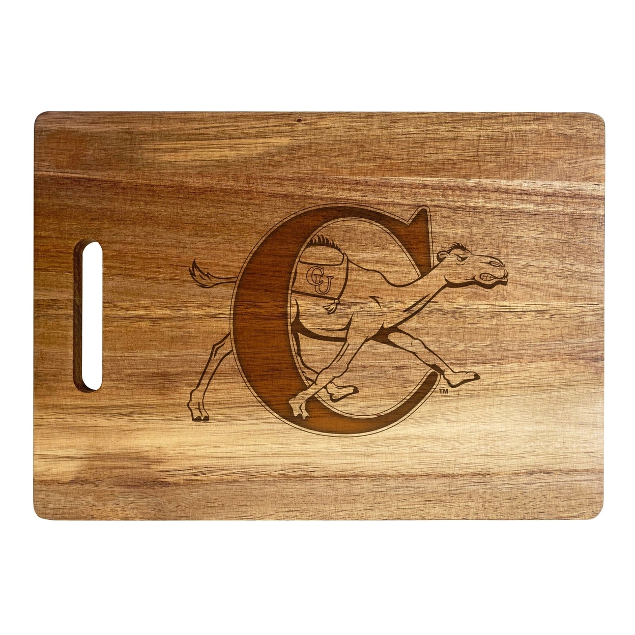 Campbell University Fighting Camels Engraved Wooden Cutting Board 10 X 14 Acacia Wood - Large Engraving