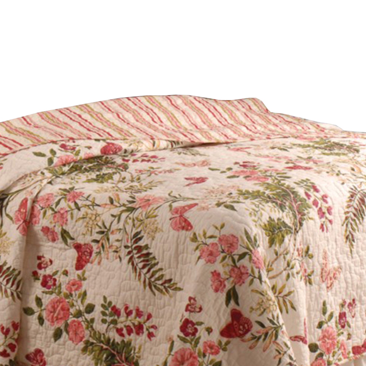 Atlanta Fabric 2 Piece Twin Size Quilt Set With Butterfly Prints,Multicolor- Saltoro Sherpi
