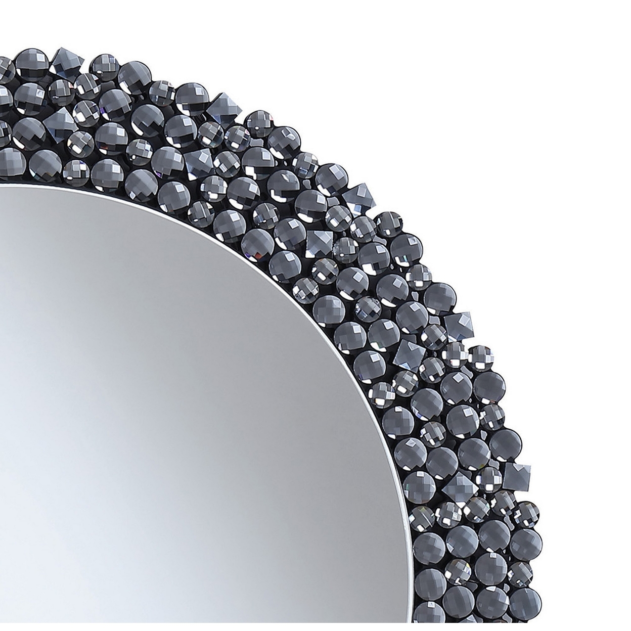 Beautifully Designed Round Contemporary Wall Mirror, Silver- Saltoro Sherpi