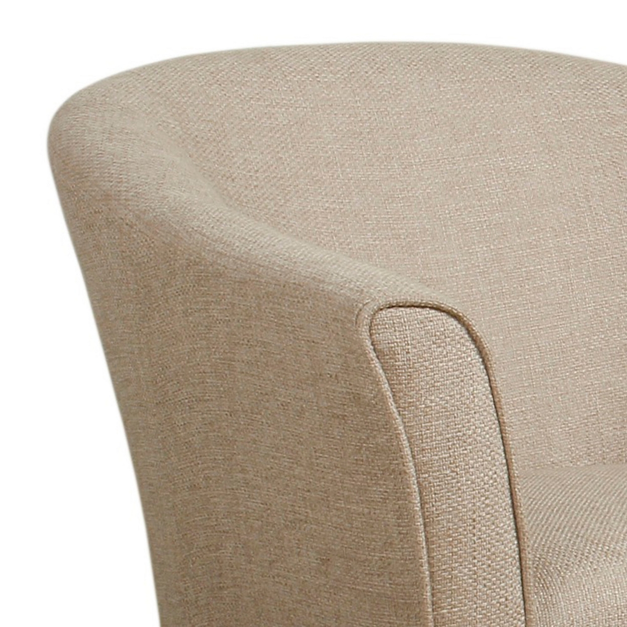 Fabric Upholstered Wooden Accent Chair With Barrel Style Back, Cream And Brown- Saltoro Sherpi