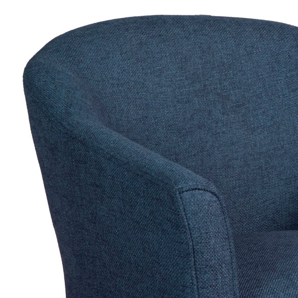 Fabric Upholstered Wooden Accent Chair With Curved Back, Blue And Brown- Saltoro Sherpi