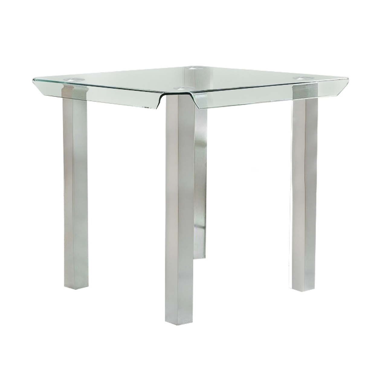 Jan 39 Inch Counter Height Glass Table, Square Top, Curved, Chrome Legs- Saltoro Sherpi