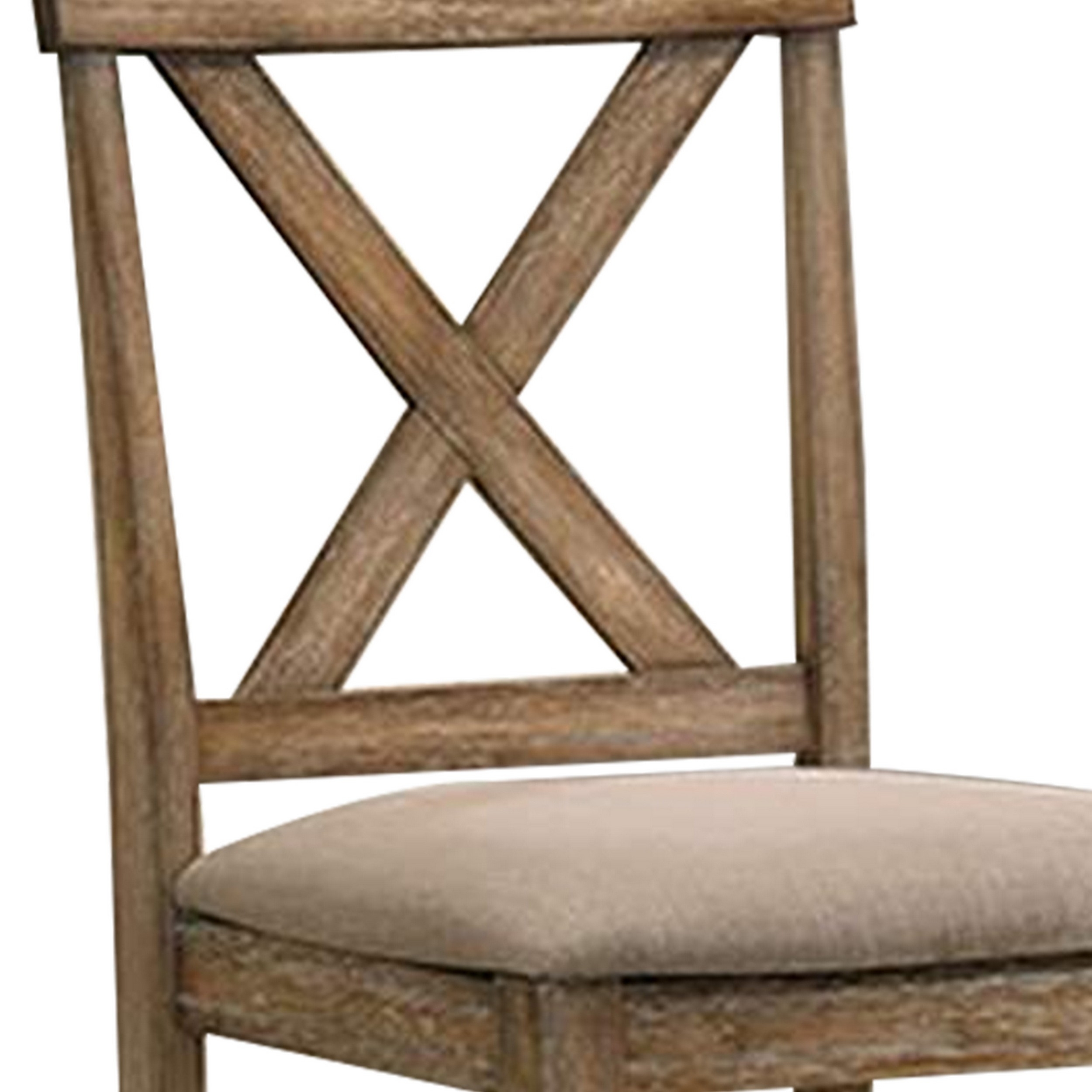 Sera 26 Inch Counter Height Chair, Set Of 2, Brown Wood, Fabric Padded Seat- Saltoro Sherpi