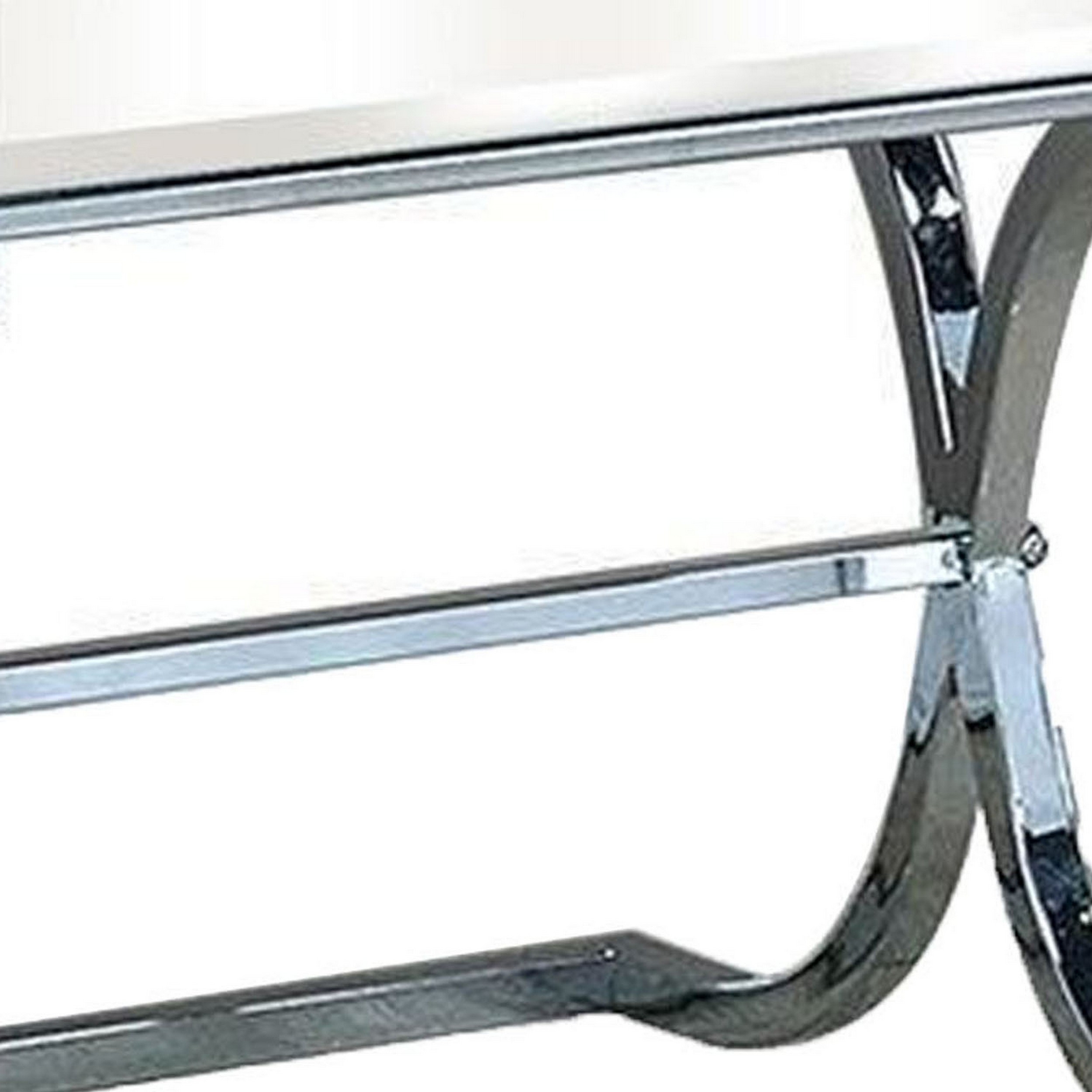 Gavin 24 Inch Side End Table, Mirrored Panels, Curved Crossed Base, Chrome - Saltoro Sherpi