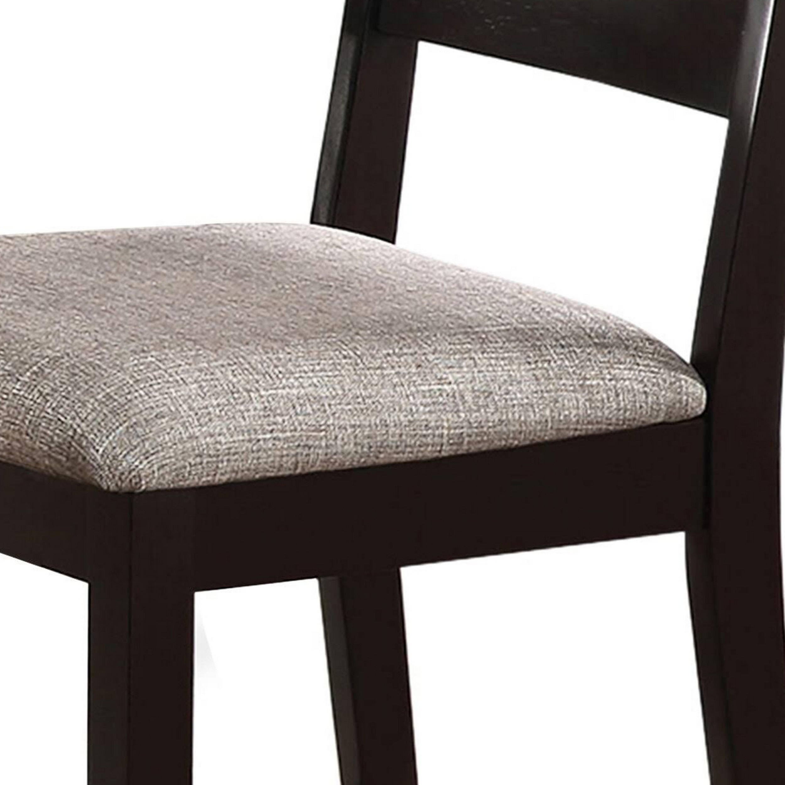 Reid 24 Inch Counter Height Chair, Set Of 2, Slatted, Espresso Brown, Gray- Saltoro Sherpi