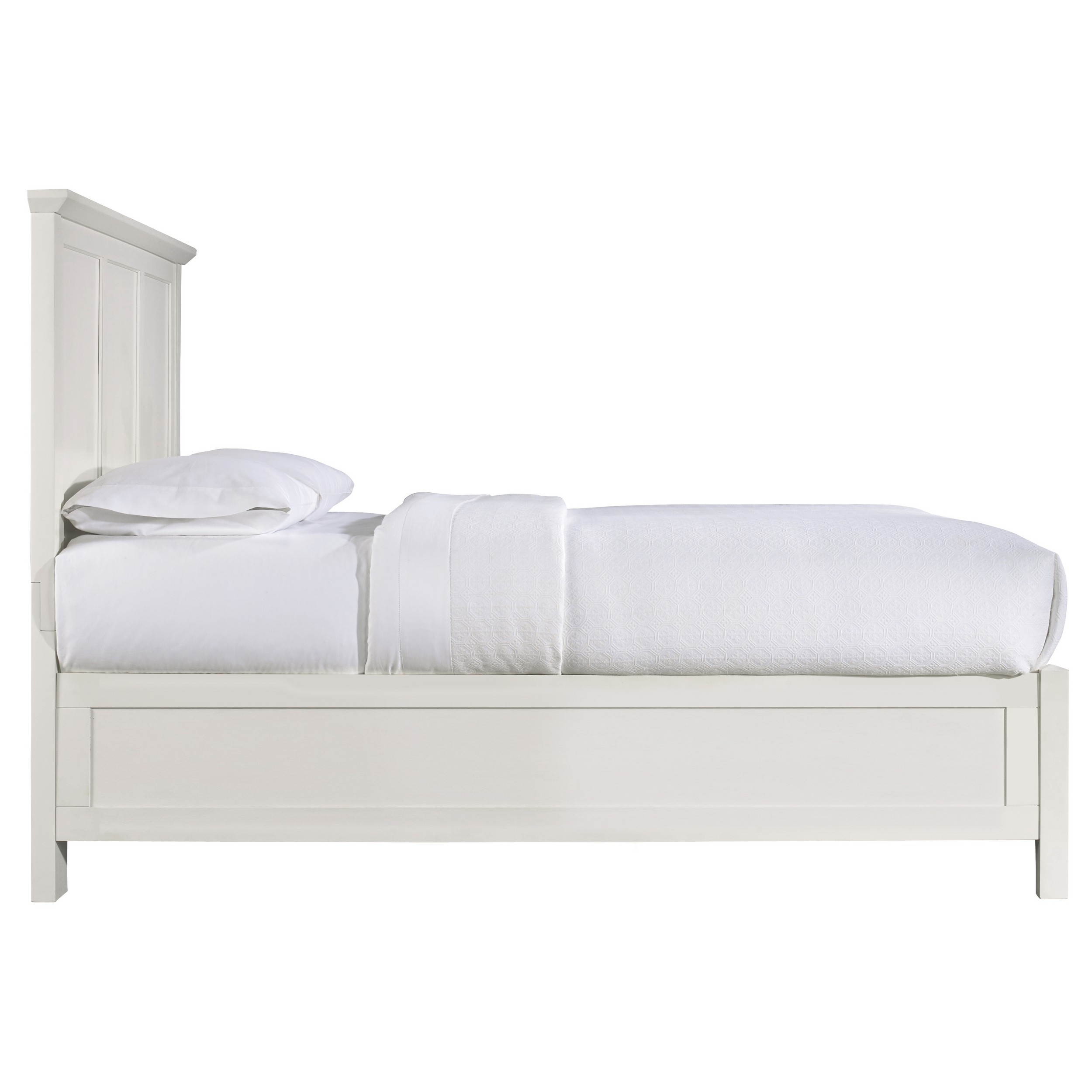 Neo Full Size Bed, Panel Design Farmhouse Wood Frame With Slats, White- Saltoro Sherpi