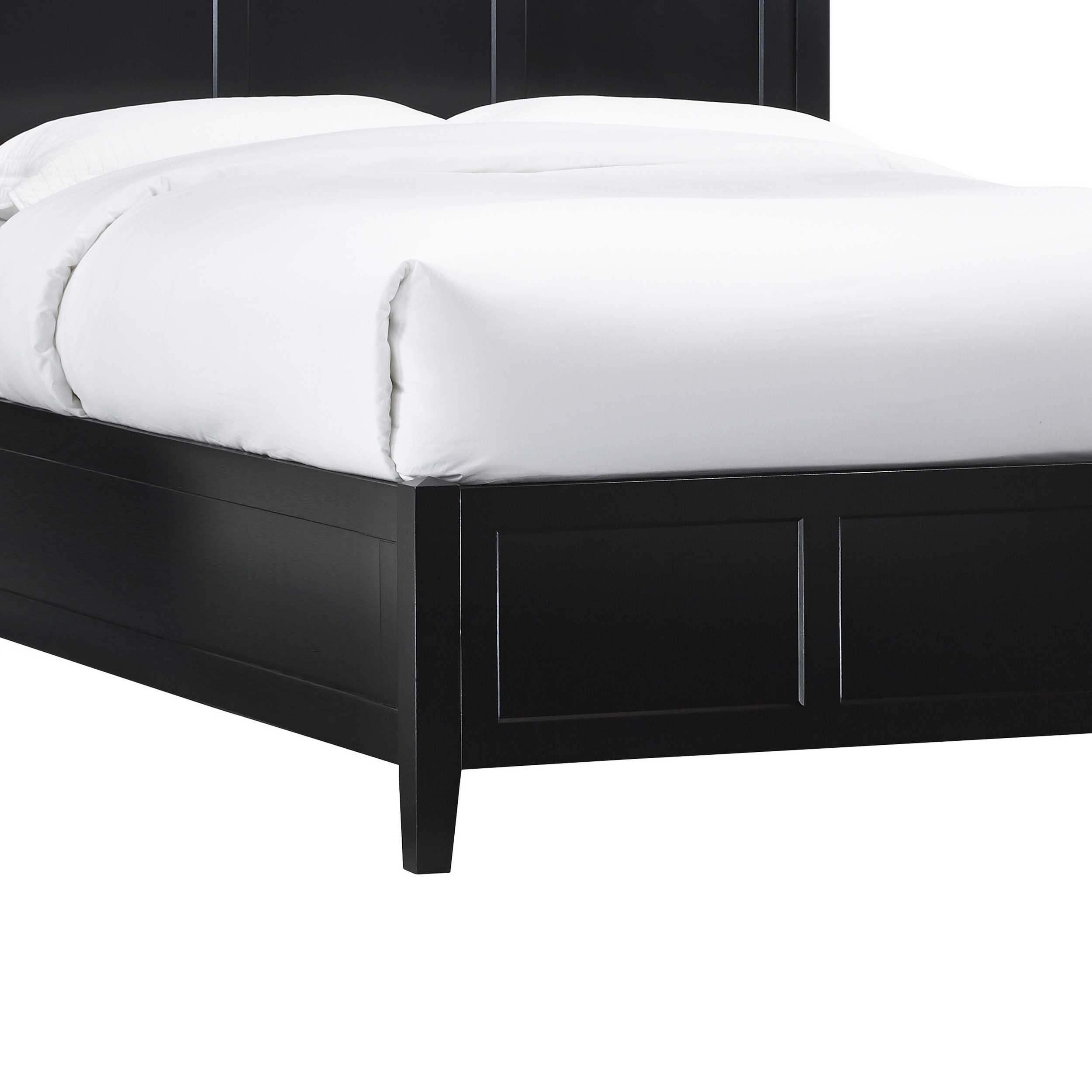 Neo Full Size Bed, Panel Design Farmhouse Wood Frame With Slats, Black- Saltoro Sherpi