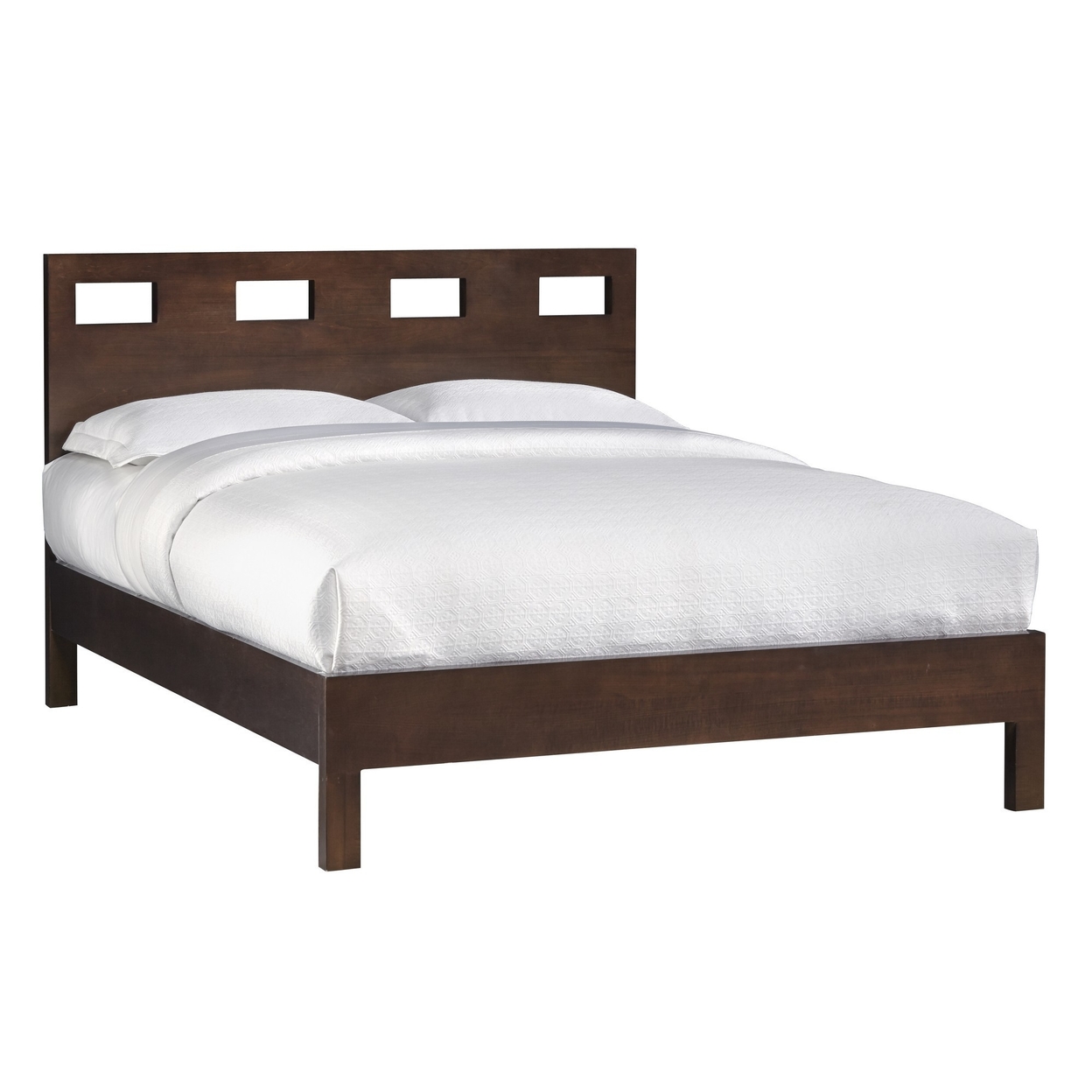 Yee Twin Size Bed, Cut Out Design Panel Headboard, Brown Mahogany Wood- Saltoro Sherpi