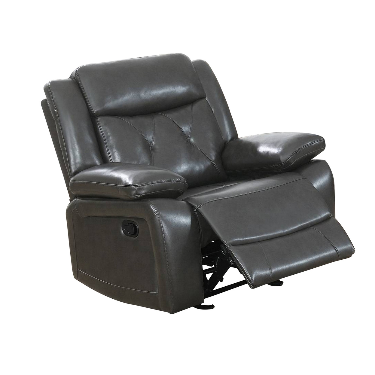 Nuna 40 Inch Power Recliner Chair With Manual Pull Tab, Brown Faux Leather- Saltoro Sherpi