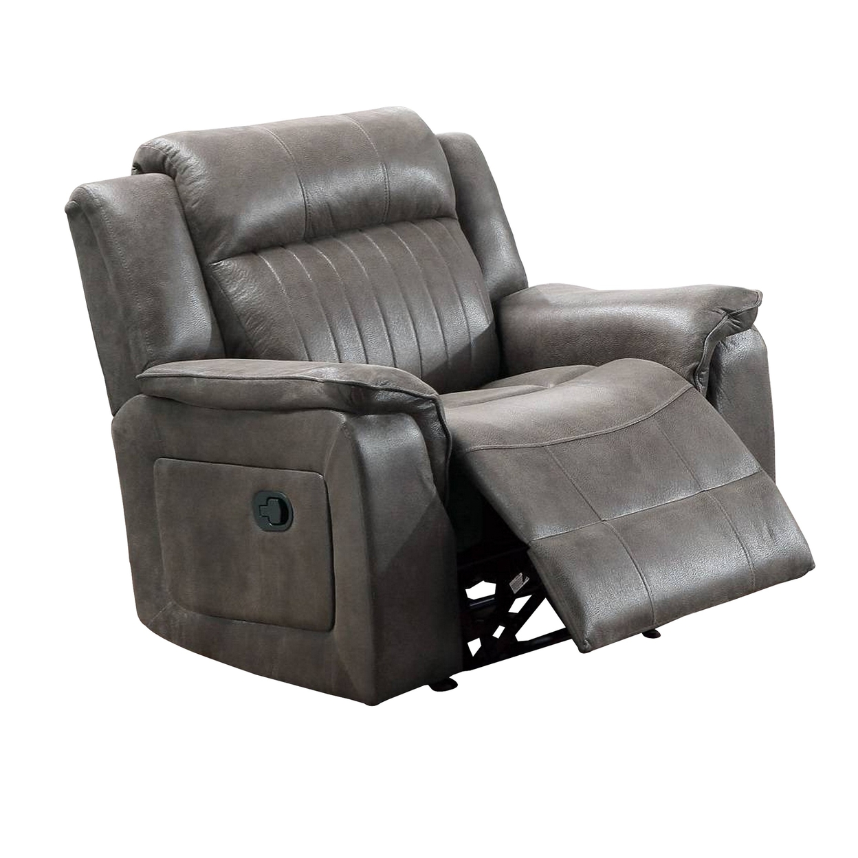 Oya 40 Inch Power Recliner Chair With Pull Tab, Slate Blue Faux Leather- Saltoro Sherpi