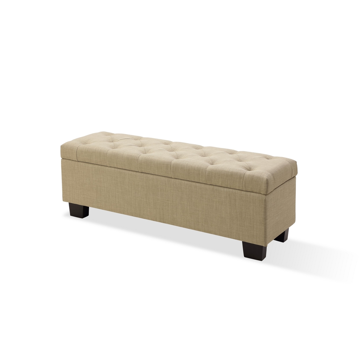 Pax 54 Inch Storage Bench, Polyester Linen, Lifting Top, Tufted, Brown - Saltoro Sherpi