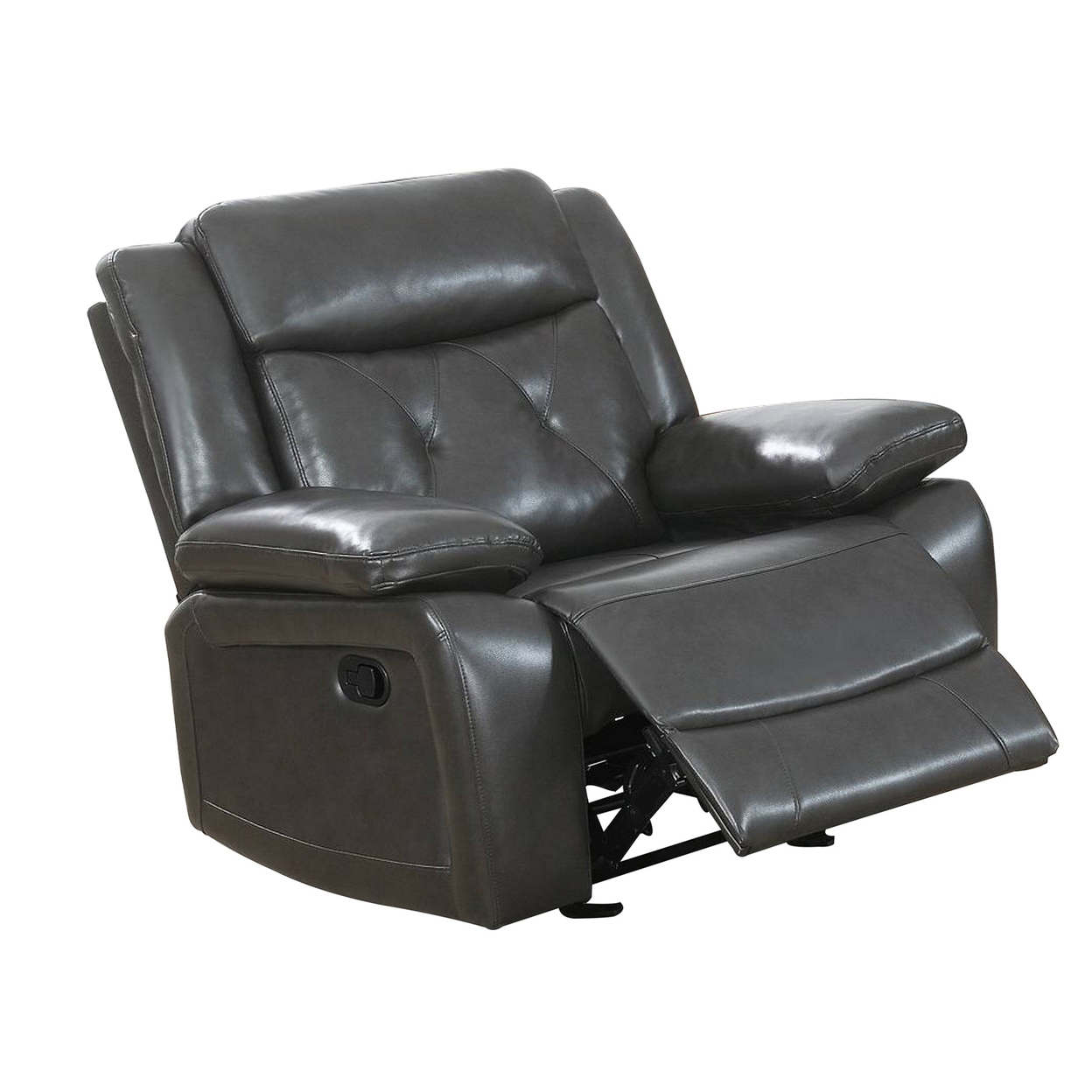 Nuna 40 Inch Power Recliner Chair With Manual Pull Tab, Taupe Faux Leather- Saltoro Sherpi