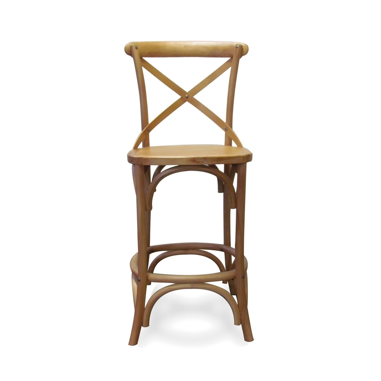 Rhy 24 Inch Counter Stool Chair, Set Of 2, Crossbuck Backrests, Rich Brown- Saltoro Sherpi