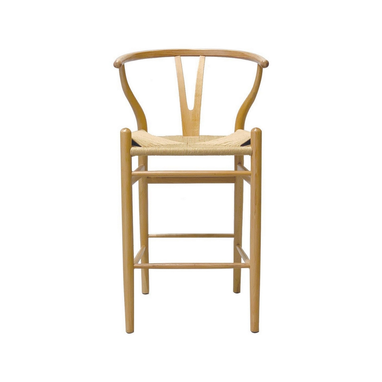 Kri 27 Inch Set Of 2 Counter Stool Chair, Natural Cane Seating, Brown Wood- Saltoro Sherpi
