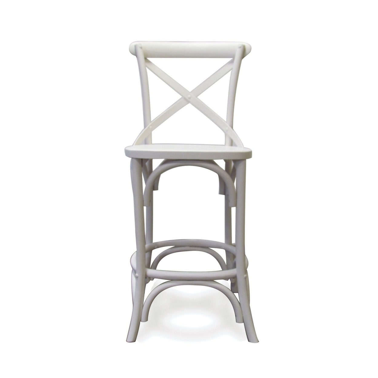 Rhy 24 Inch Counter Stool Chair, Set Of 2, Crossbuck Backrests, Crisp White- Saltoro Sherpi