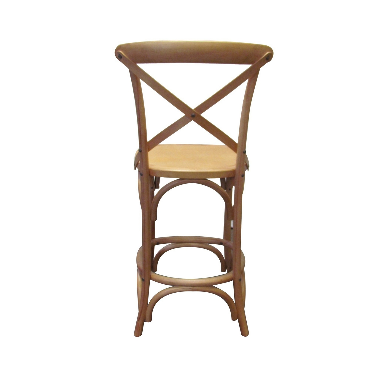 Rhy 24 Inch Counter Stool Chair, Set Of 2, Crossbuck Backrests, Rich Brown- Saltoro Sherpi