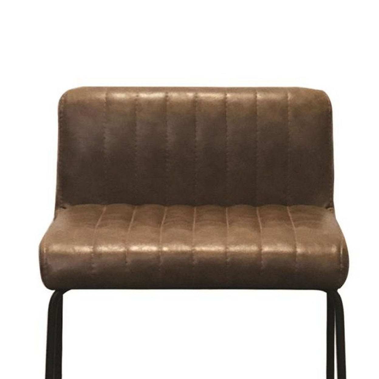 Feya 26 Inch Set Of 2 Counter Stool Chair, Low Back, Brown Vegan Leather- Saltoro Sherpi