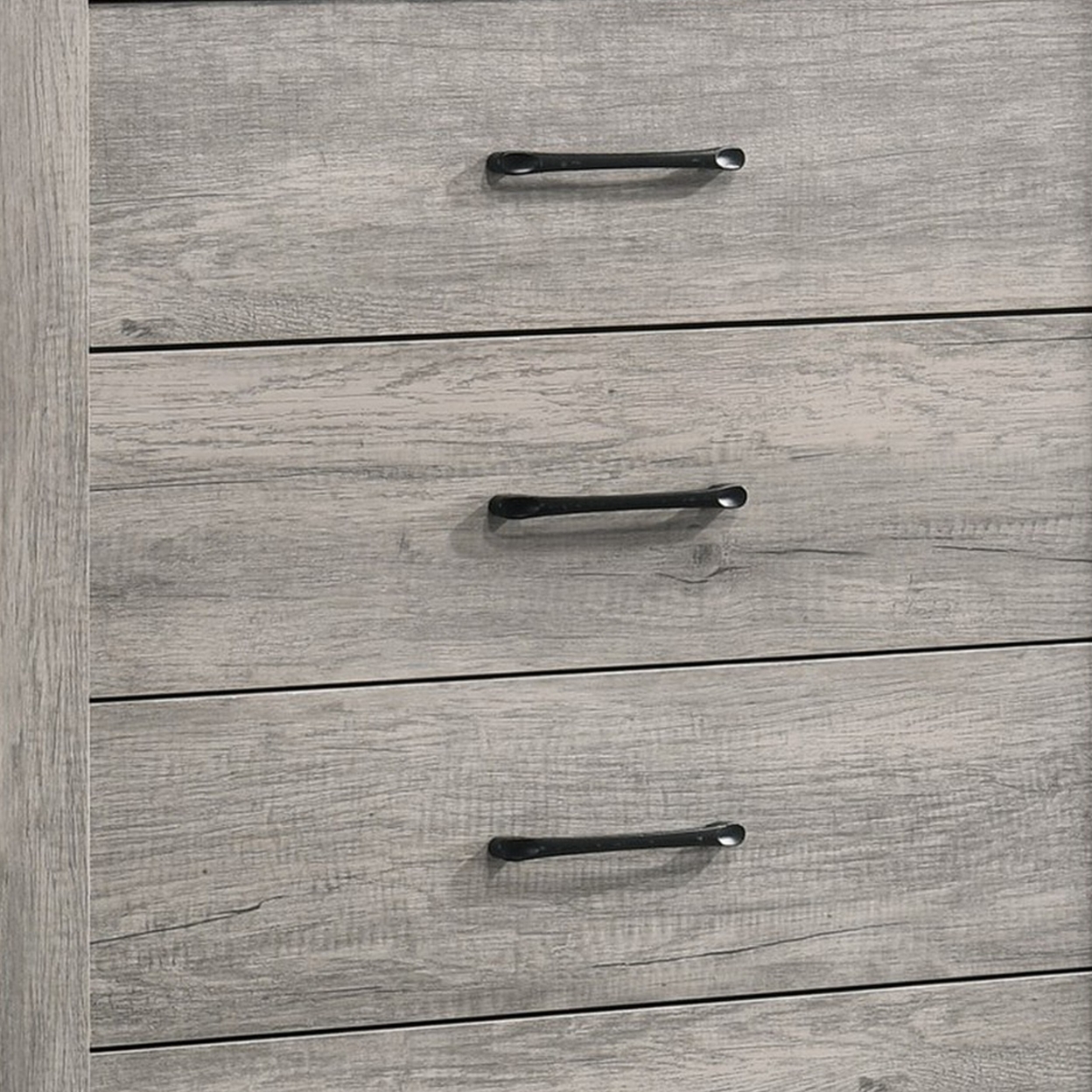 Isha 48 Inch 5 Drawer Tall Dresser Chest With Metal Handles, Driftwood Gray- Saltoro Sherpi