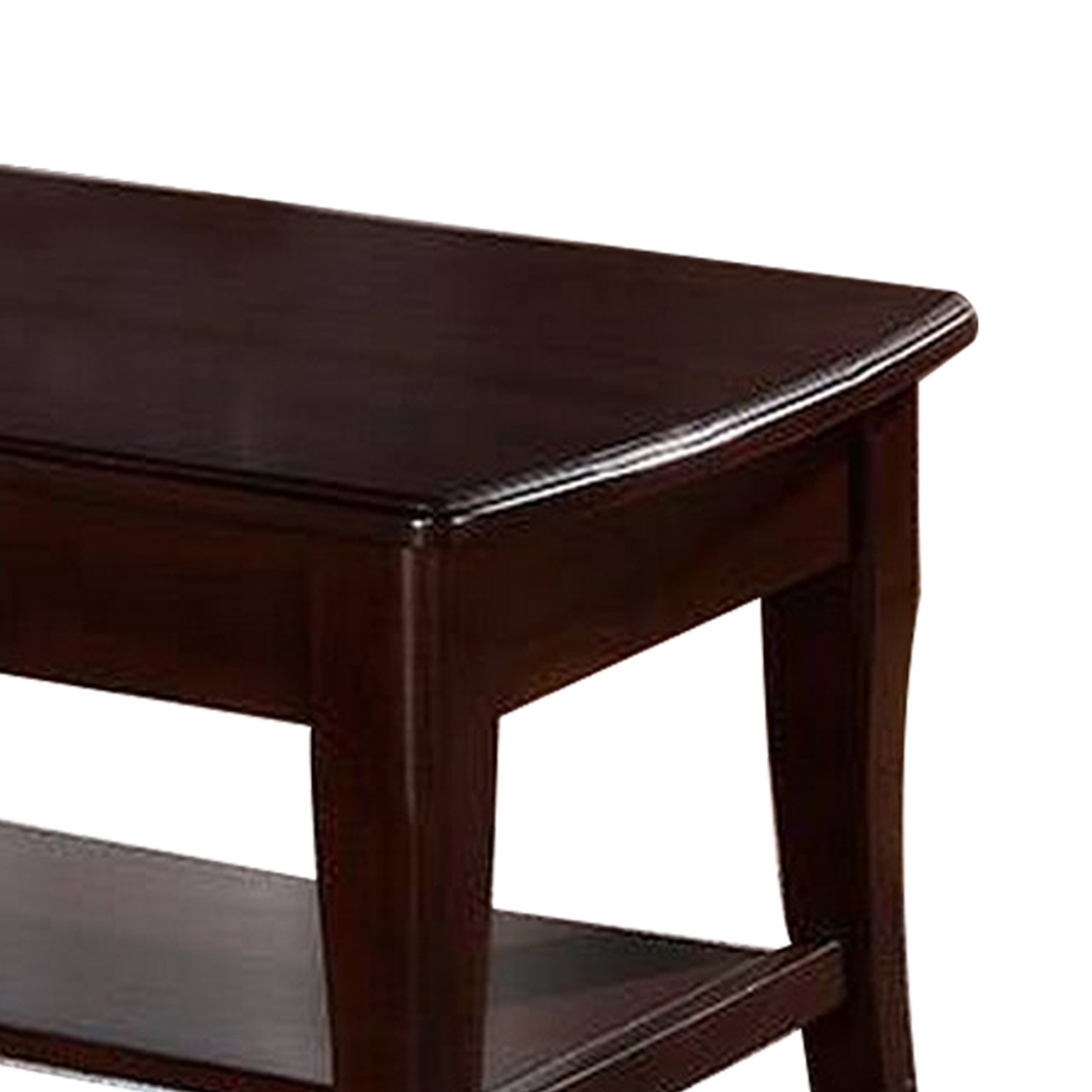Jett 48 Inch Wood Coffee Table With 1 Drawer, Bottom Shelf, Cherry Brown