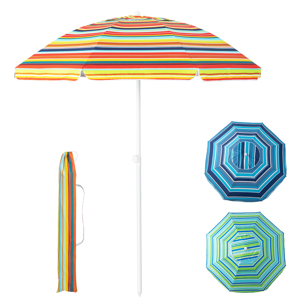 6.5 FT Patio Portable Beach Adjustable Umbrella W/ Folding Table & Sandbag - Yellow