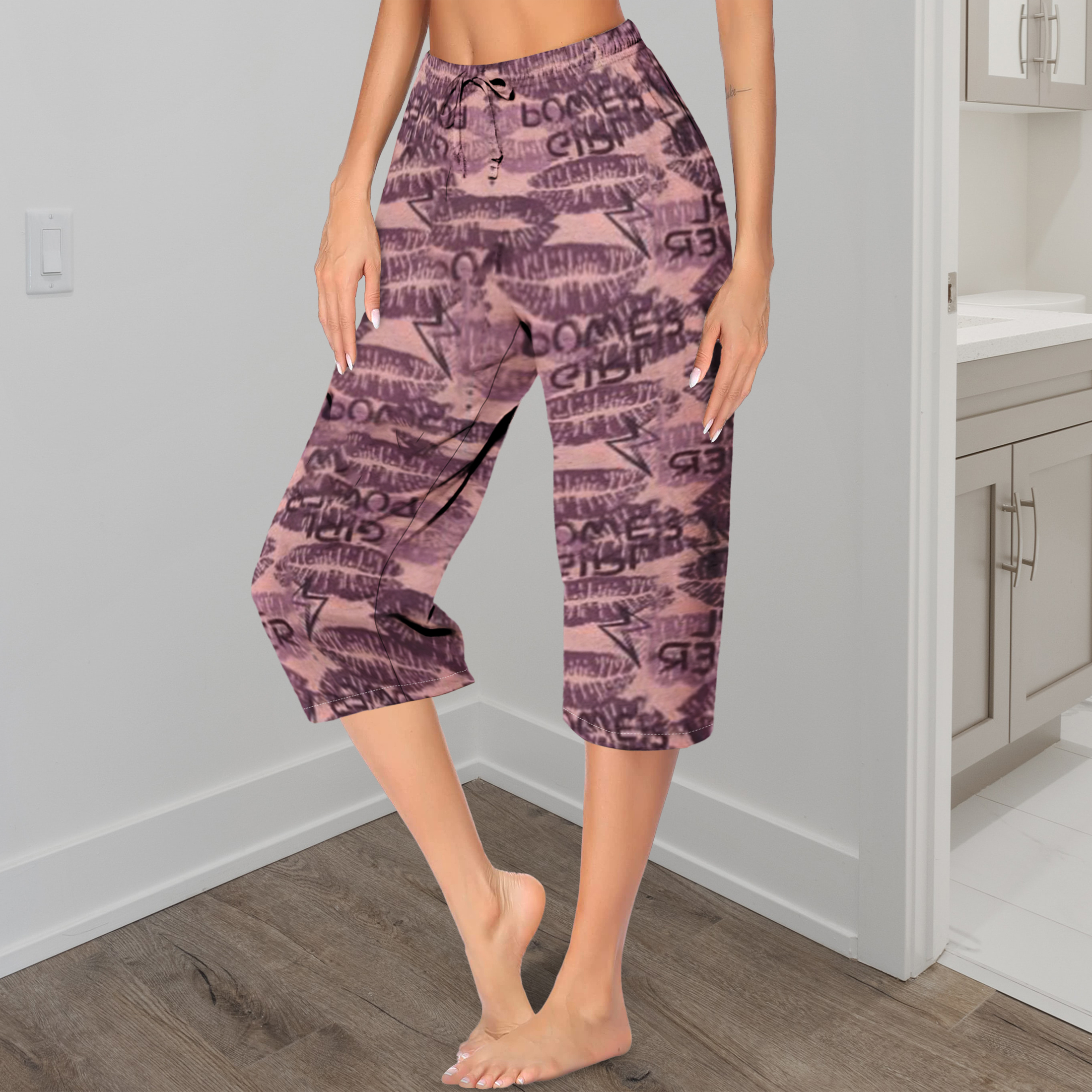 5-Pack Women's Capri Pajama Pants Soft Comfy Printed Summer Sleepwear Ladies PJ Bottom With Drawstring - L