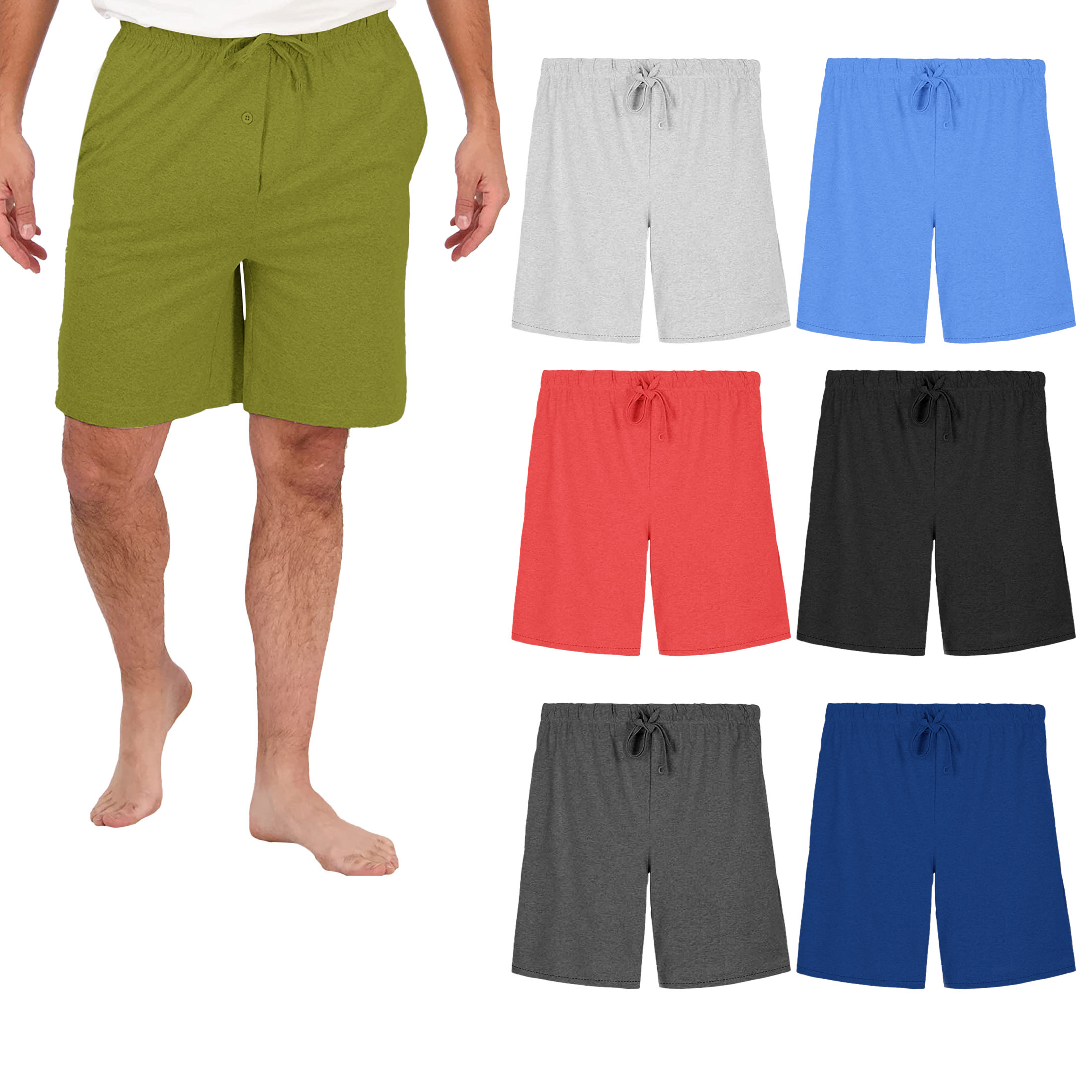 4-Pack Men's Solid Jersey-Knit Tech Shorts Soft Casual Athletic Relaxed Fit Lounge Performance Bottom Pants - S