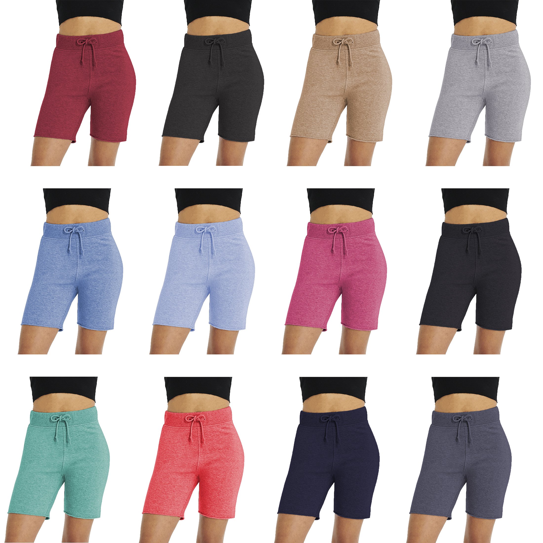 4-Pack Women’s Solid Summer Bermuda Shorts Soft Slim-Fit Stretchy Active Athletic Skinny Ladies Pants - M