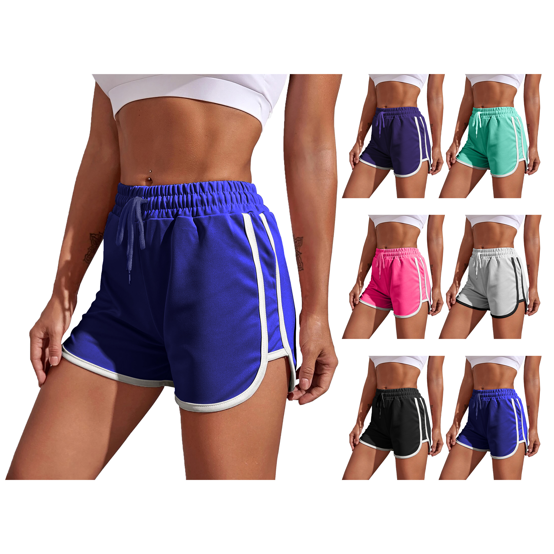 3-Pack Women's Dolphin Shorts Soft Comfy Elastic Waist Running Athletic Workout Yoga Pants - L