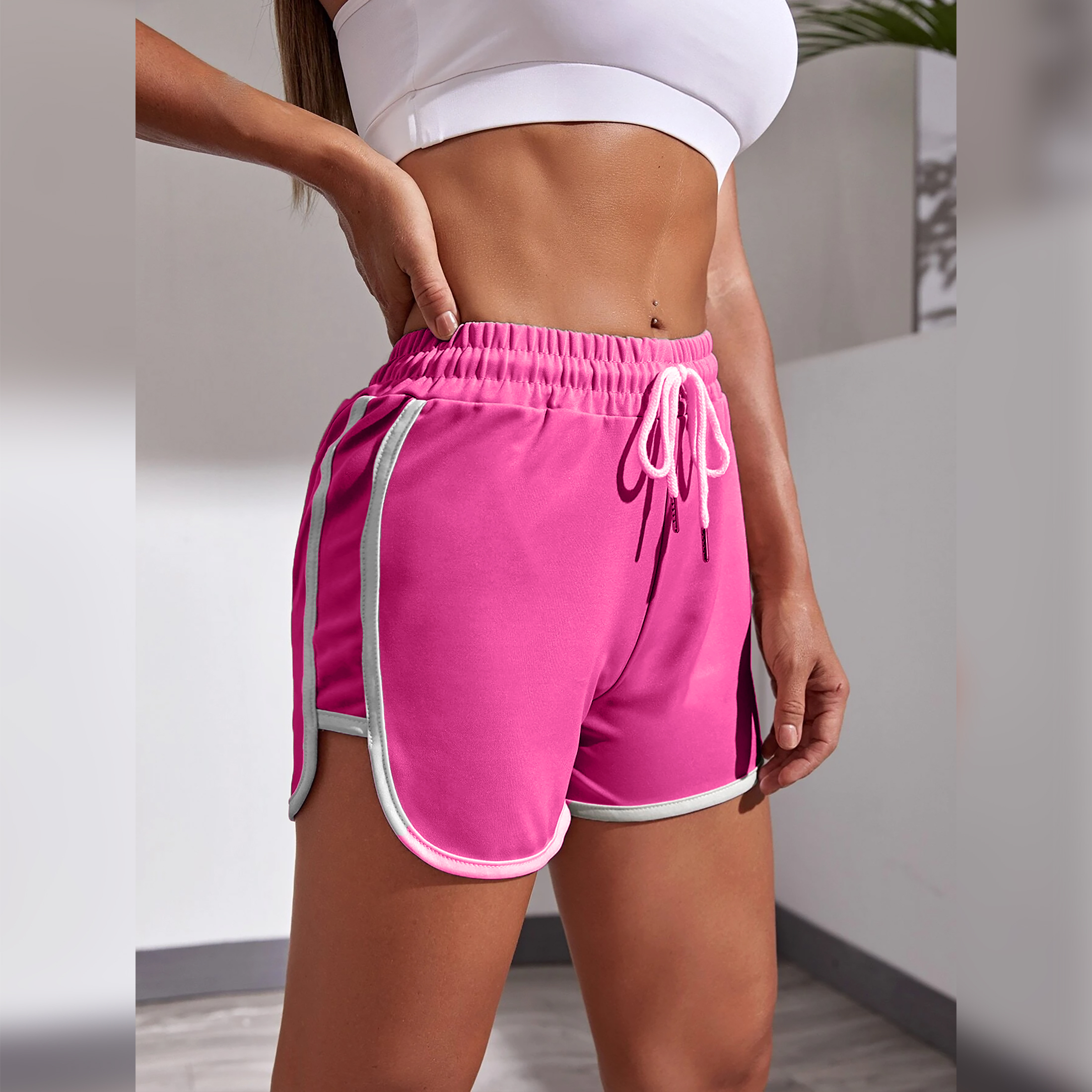 3-Pack Women's Dolphin Shorts Soft Comfy Elastic Waist Running Athletic Workout Yoga Pants - L