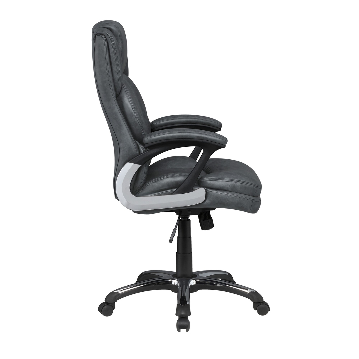 Leatherette Office Chair With Casters And Padded Arms, Gray- Saltoro Sherpi