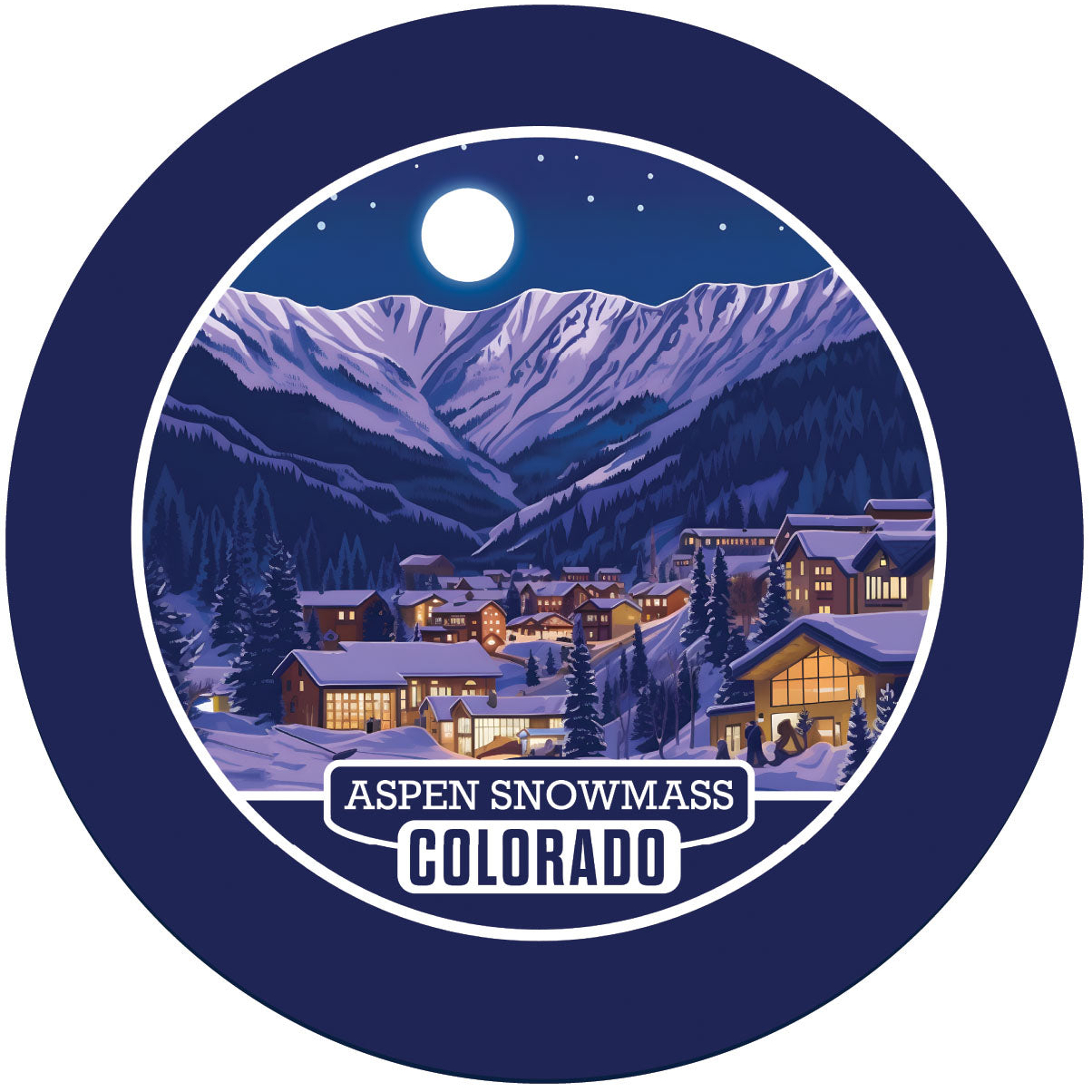 Aspen Snowmass Colorado Design B Souvenir Round Vinyl Decal Sticker - 6-Inch