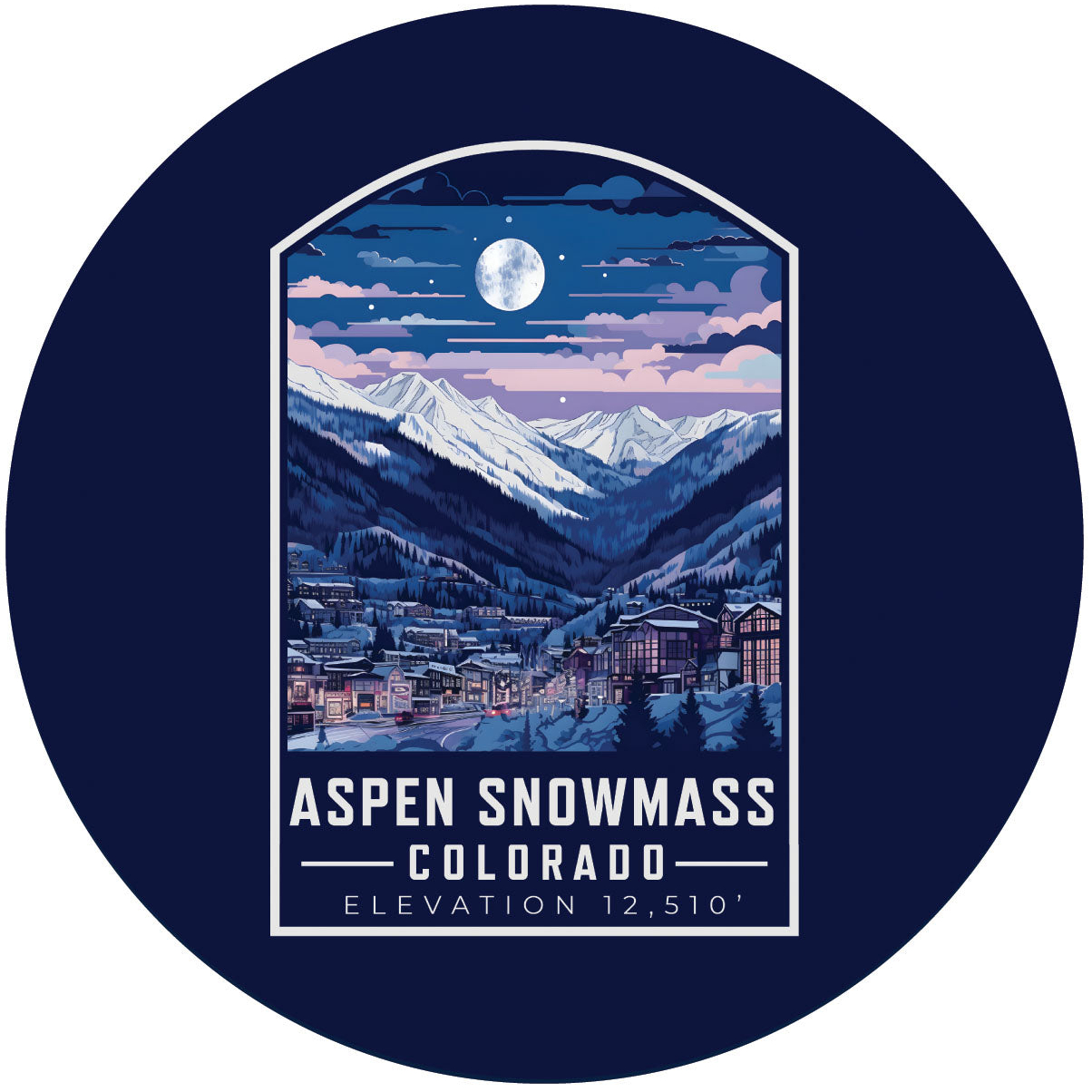 Aspen Snowmass Colorado Design C Souvenir Round Vinyl Decal Sticker - 6-Inch