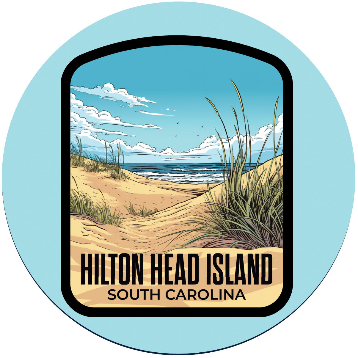 Hilton Head Island Design A Souvenir Round Vinyl Decal Sticker - 6-Inch