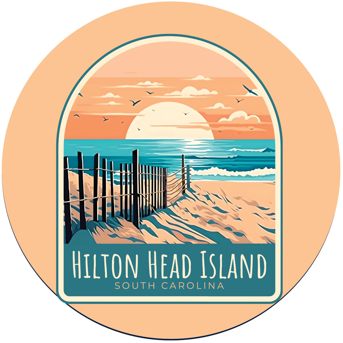 Hilton Head Island Design C Souvenir Round Vinyl Decal Sticker - 2-Inch