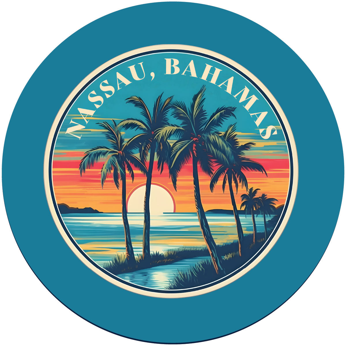 Nassau The Bahamas Design D Souvenir Round Vinyl Decal Sticker - 6-Inch