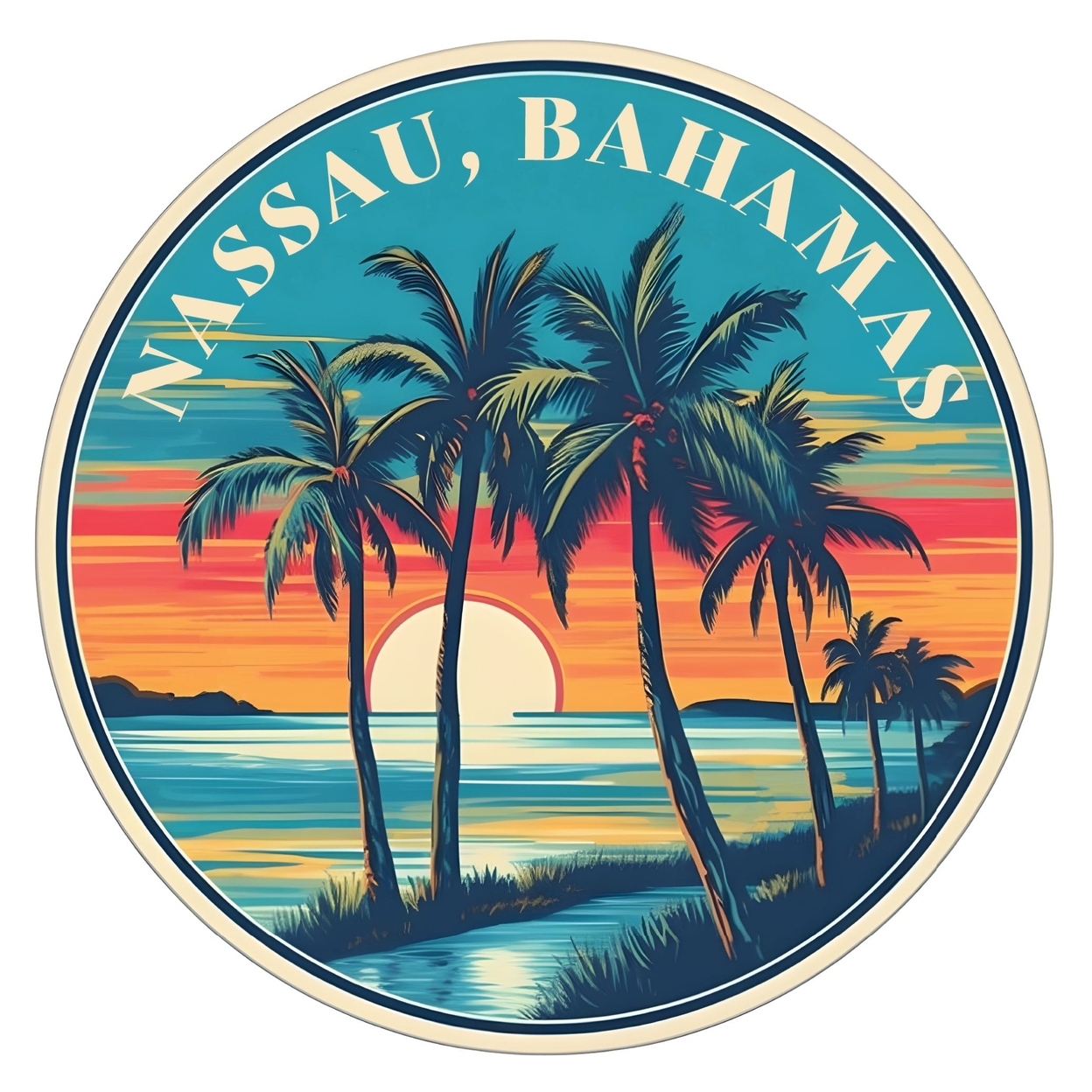 Nassau The Bahamas Design D Souvenir Vinyl Decal Sticker - 2-Inch