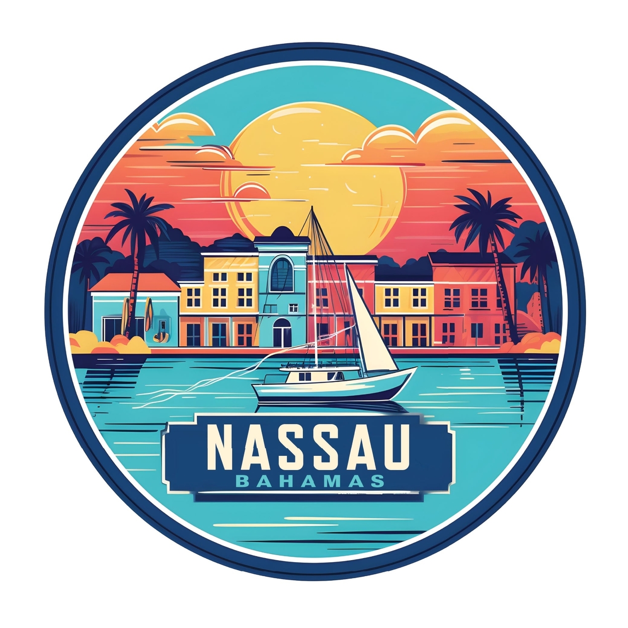 Nassau The Bahamas Design A Souvenir Vinyl Decal Sticker - 4-Inch