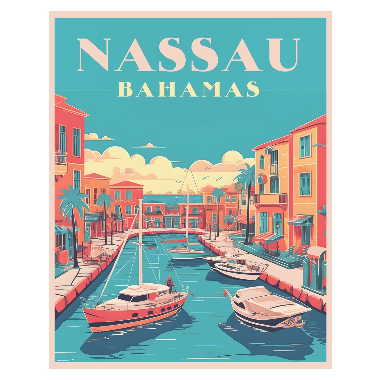 Nassau The Bahamas Design B Souvenir Vinyl Decal Sticker - 2-Inch