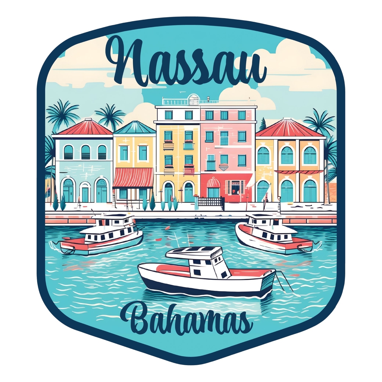 Nassau The Bahamas Design C Souvenir Vinyl Decal Sticker - 4-Inch