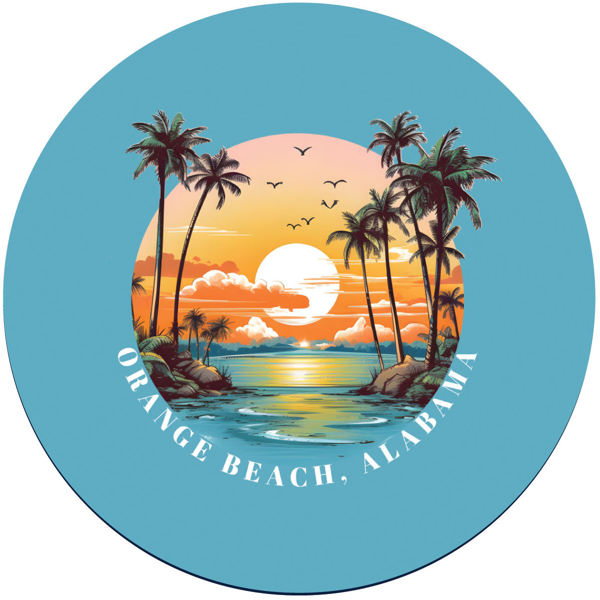 Orange Beach Alabama Design B Souvenir Round Vinyl Decal Sticker - 4-Inch