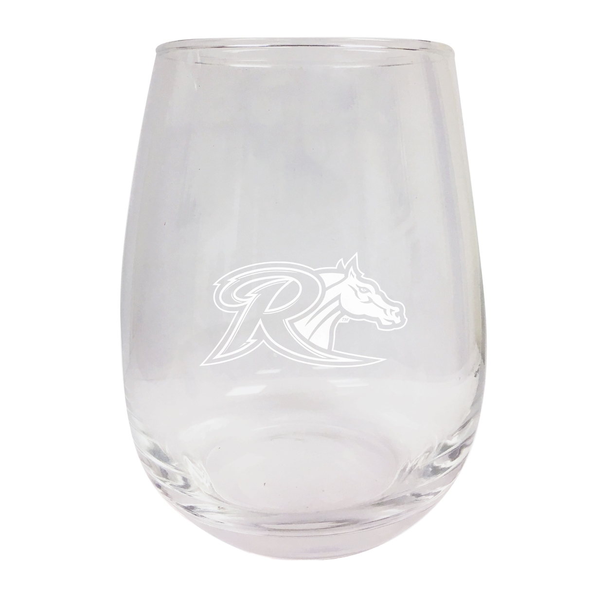 Rider University Broncs Etched Stemless Wine Glass