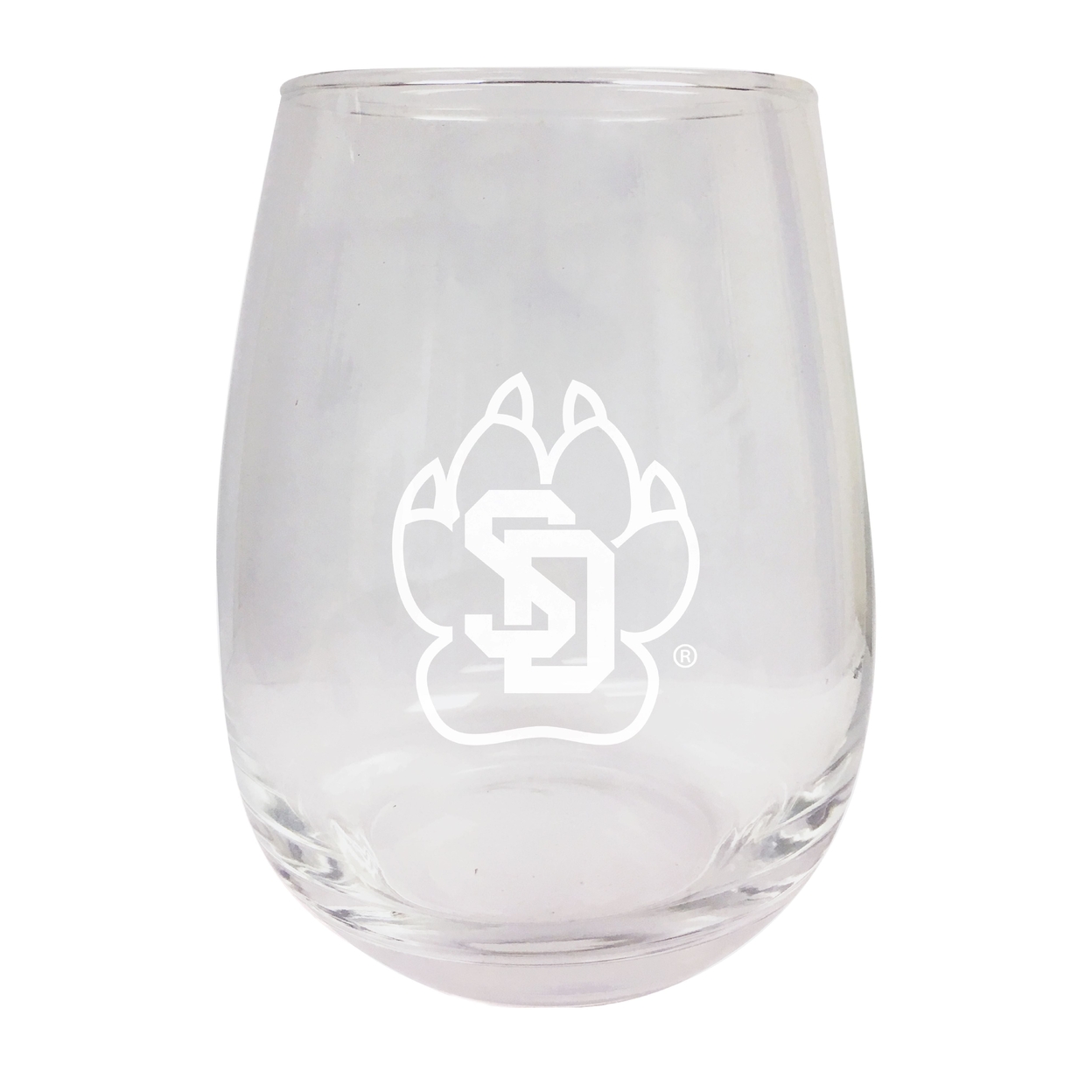 South Dakota Coyotes Etched Stemless Wine Glass