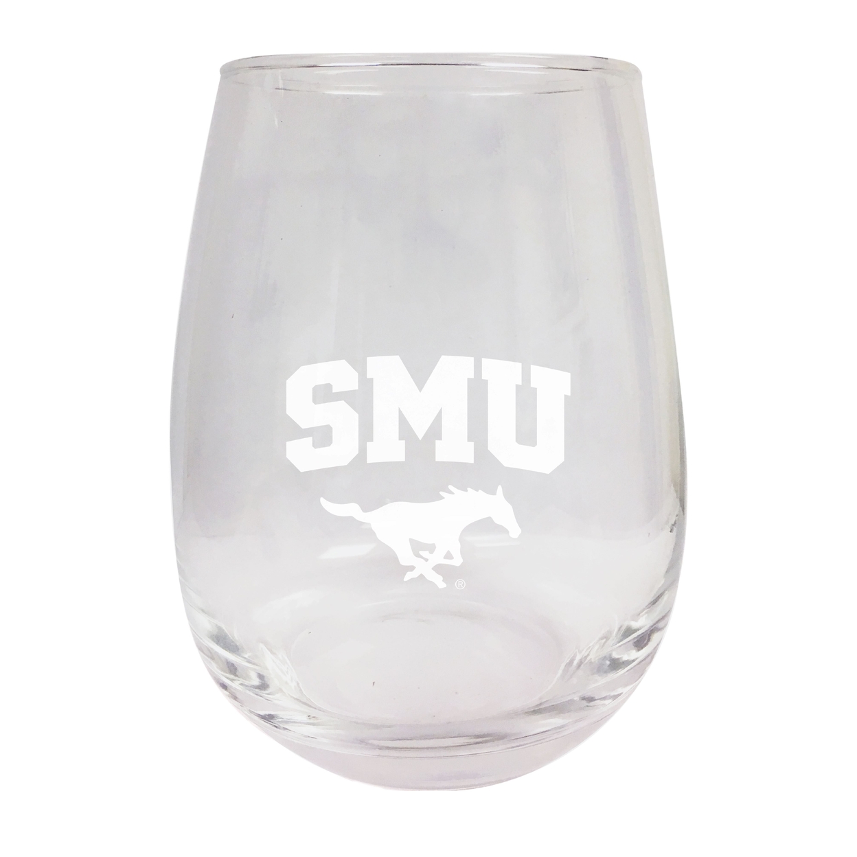 Southern Methodist University Etched Stemless Wine Glass