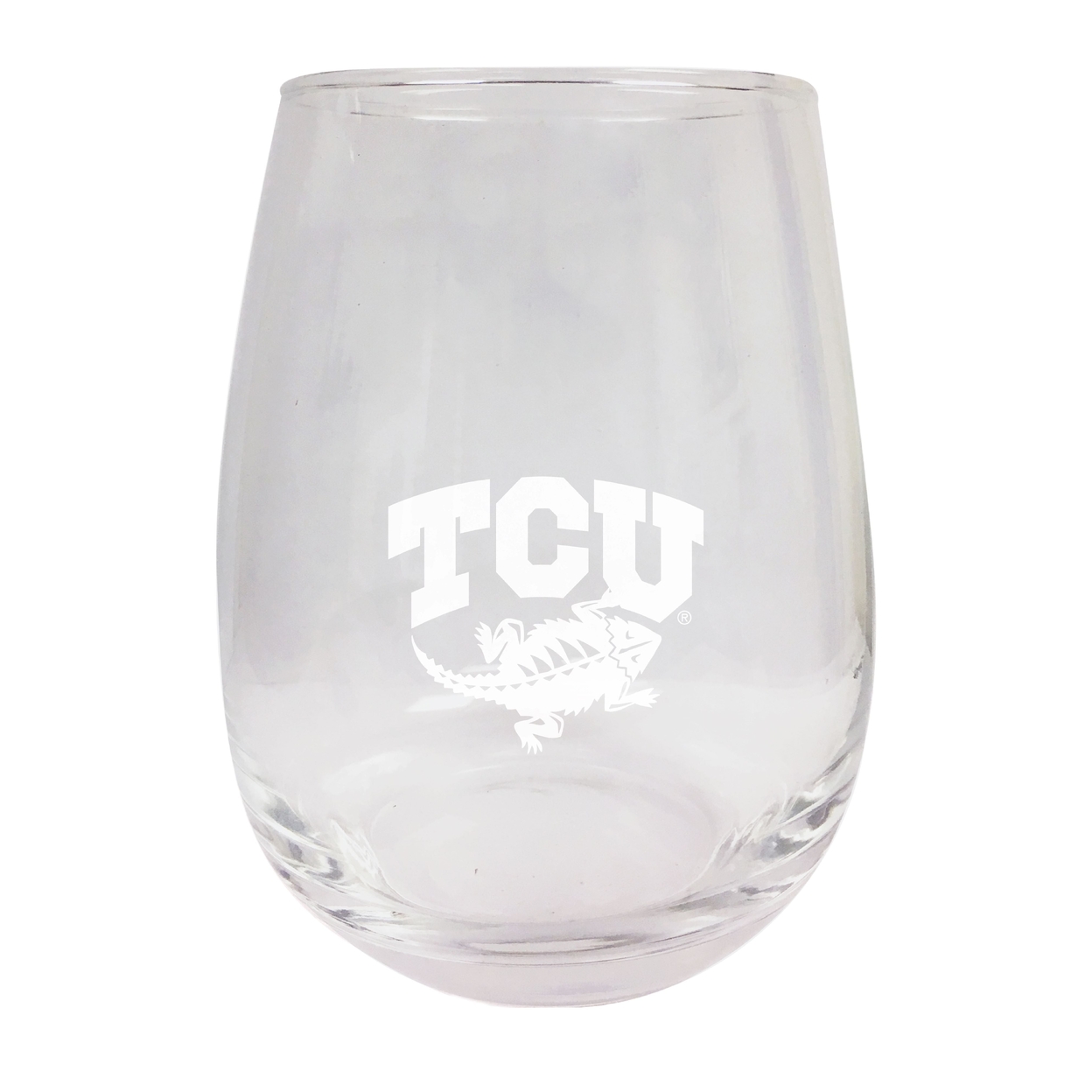 Texas Christian University Etched Stemless Wine Glass