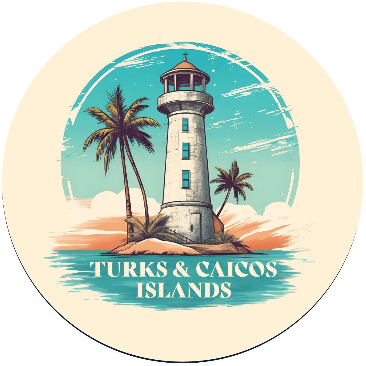 Turks And Caicos Design A Souvenir Round Vinyl Decal Sticker - 4-Inch