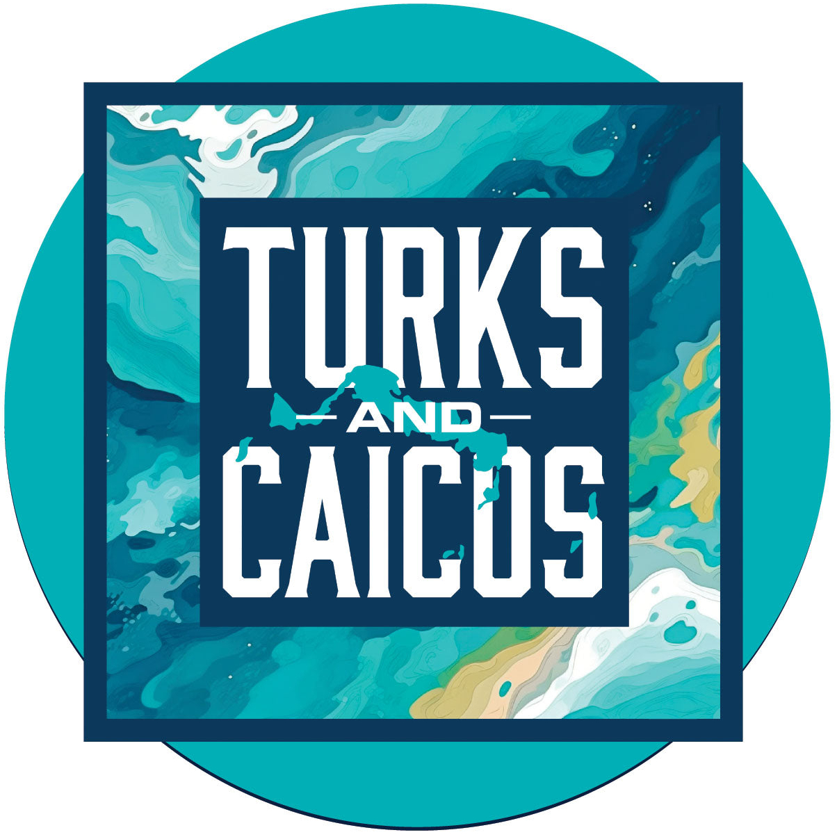 Turks And Caicos Design B Souvenir Round Vinyl Decal Sticker - 2-Inch
